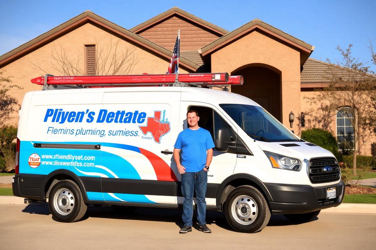 Darren Curry with the Curry Plumbing service truck in Bryan, Texas